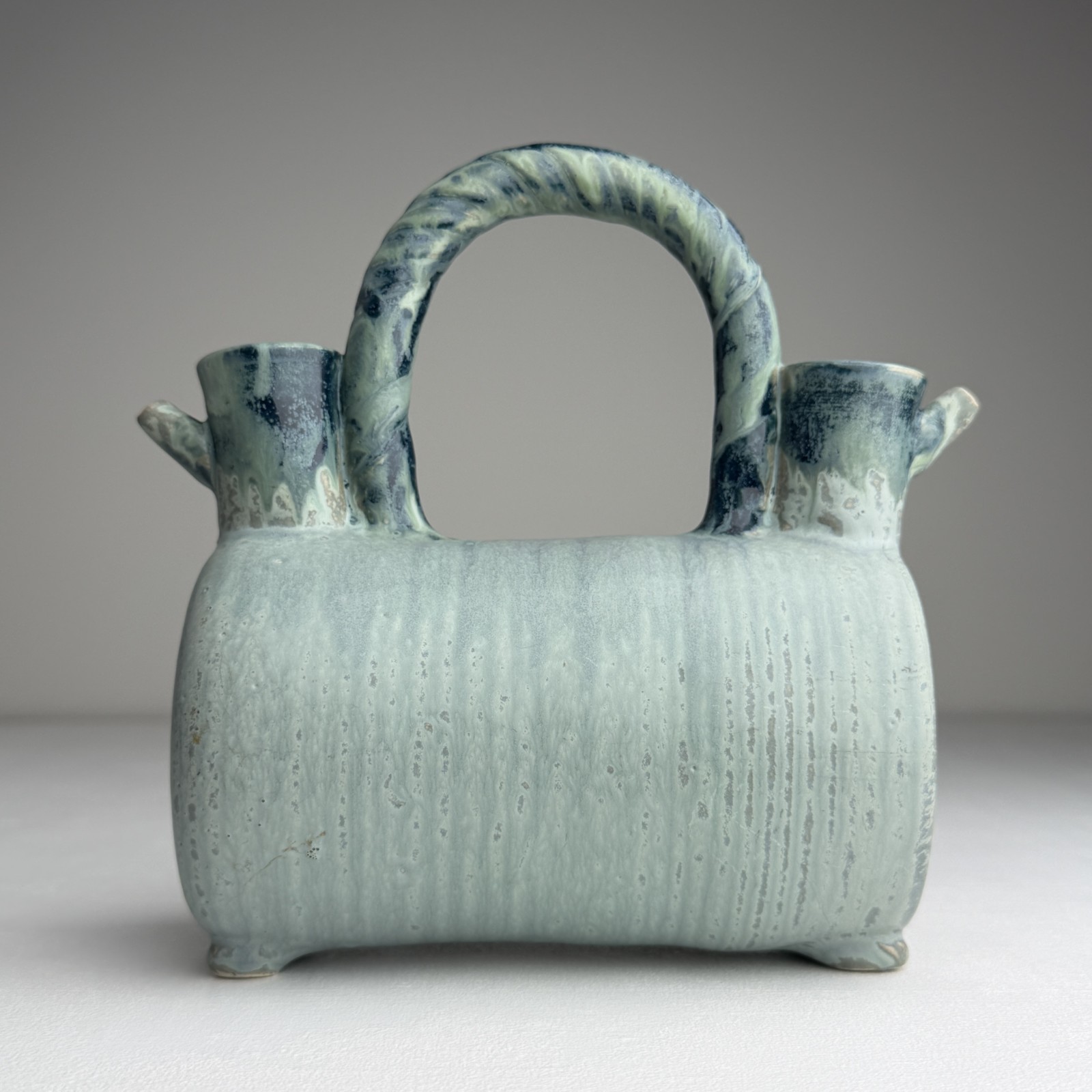 Hand-Thrown Ceramic Oil & Vinegar Set, Rust/Seafoam Drip Glaze Studio Pottery gallery