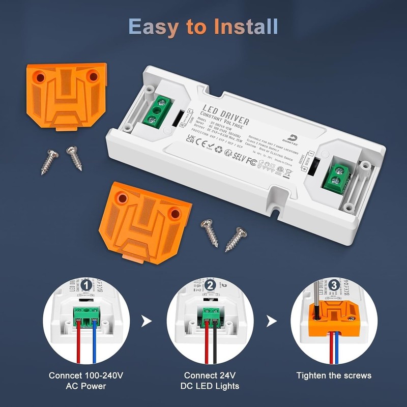 24V LED Driver 15W 630mA, Slim Power Supply 120V to 24V DC Low Voltage Transf... gallery