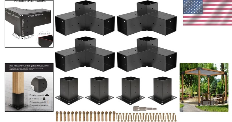 Complete Pergola Kit with Corner Brackets - Sturdy and Reliable for Outdoor Use gallery