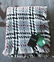 John Branigan Wool / Alpaca Blend Throw Gray Tartan – Handwoven in Ireland – New