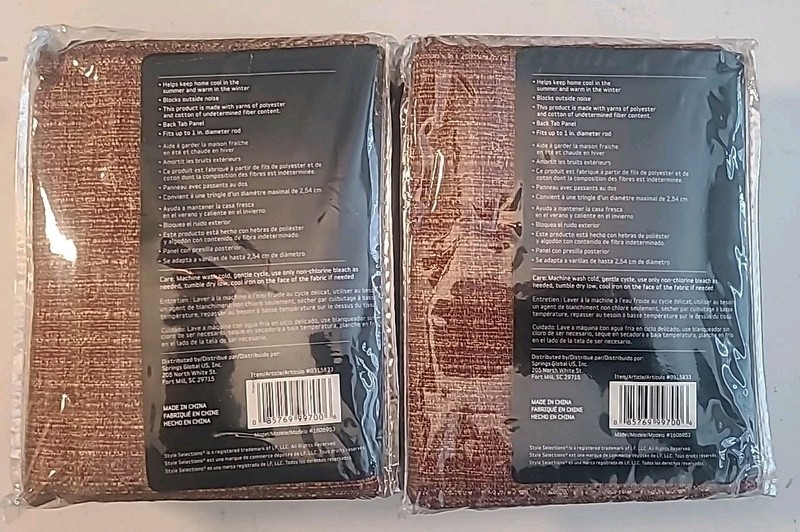 2 Style Selections ROBERTA Rod Pocket Panels Blackout BRICK 63" #0315833 (B2-G10 gallery