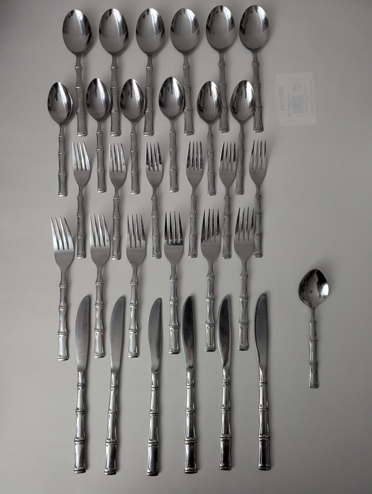 Oneida Northland Sumatra Bamboo Flatware Set Stainless Service for 6 India gallery