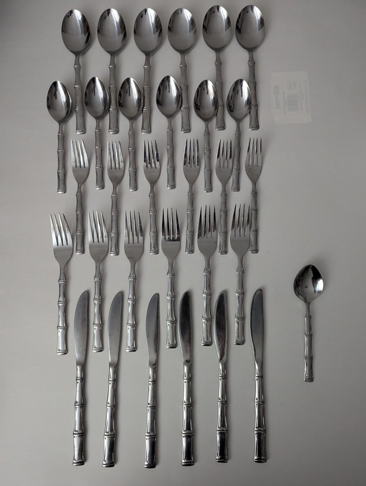 Oneida Northland Sumatra Bamboo Flatware Set Stainless Service for 6 India
