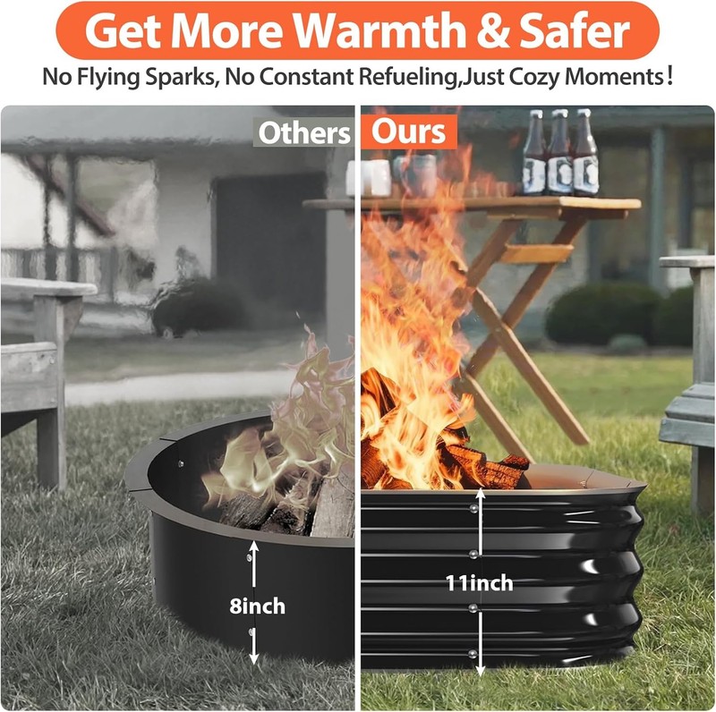 48in Square Fire Pit Ring Heavy Duty Steel Outdoor Wood Burning Firepit gallery