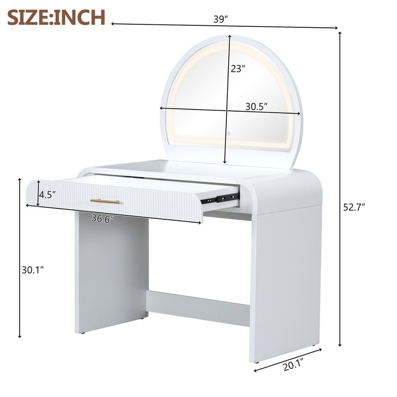 Makeup Vanity with Mirror Touchscreen-Controlled Lighted Mirror With Drawers gallery