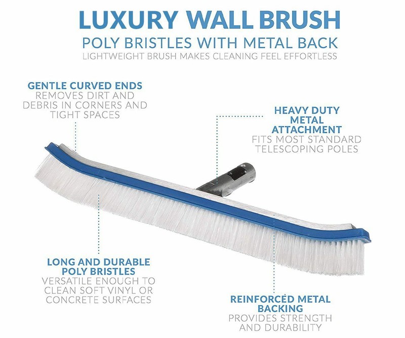 Pool Brush , Heavy-Duty Brush Head for Cleaning Pool Walls, 18" Brush Aluminum gallery