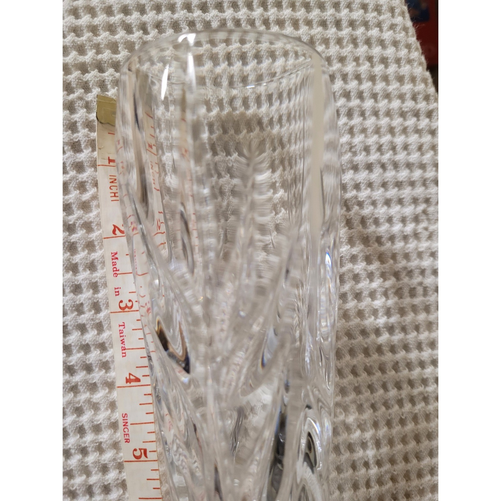 Lead Crystal Bud Vase 8 Inch Tall Flame Pattern Bohemia Mikasa Style gallery