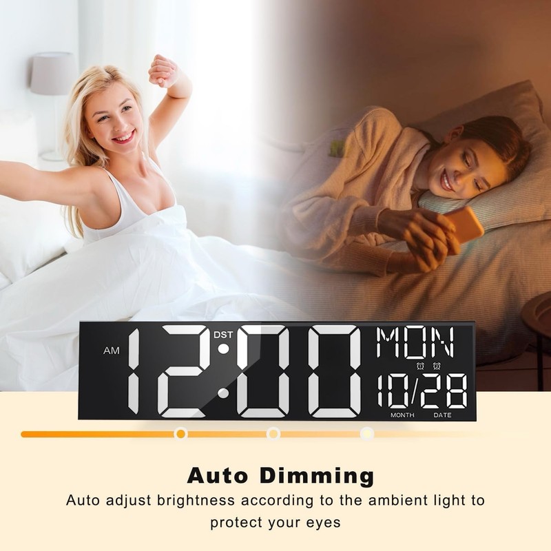 30" Large Digital Wall Mount Clock with Remote Control, Alarm, Auto DST gallery