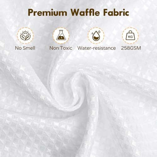 3 In 1 Shower Curtain Set Waffle PEVA Clear Liner 12 Hooks White 72x74 Inch gallery