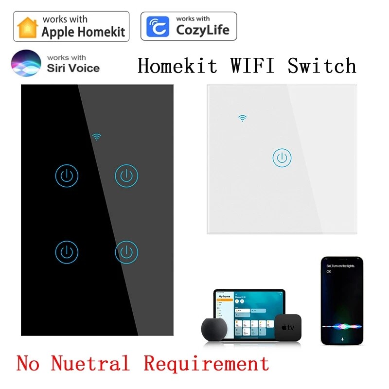 Wifi Switch No Neutral Wire Required Touch Switch Voice / App Remote Control gallery