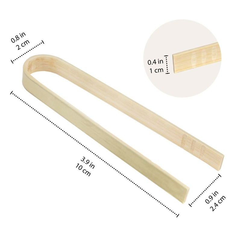 3.9" Mini Bamboo Disposable Tongs | BambooMN gallery