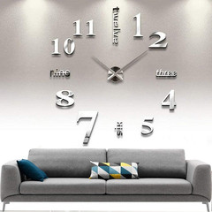DIY Wall Clock Modern Large 3D Frameless Wall Clock Mirror Stickers Decor Home O