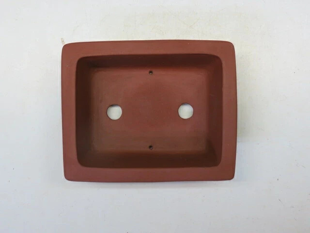 Tokoname Bonsai Pot SHOZAN Rectangular Pot glazed Brown w4.7in From Japan gallery