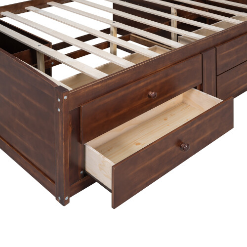 Full Size Captain Bed with Bookcase & Drawers Wood Daybed with Storage Headboard gallery