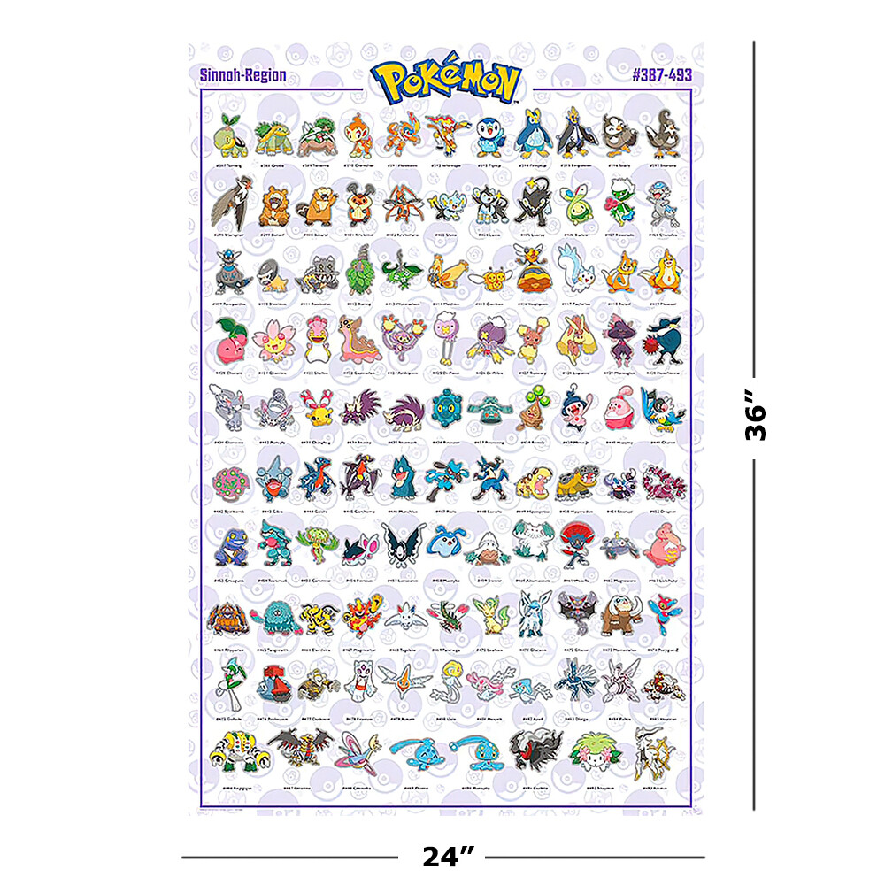 Pokemon - TV / Gaming Poster (Sinnoh-Region - Pokemons #387 - #493) (24" x 36") gallery