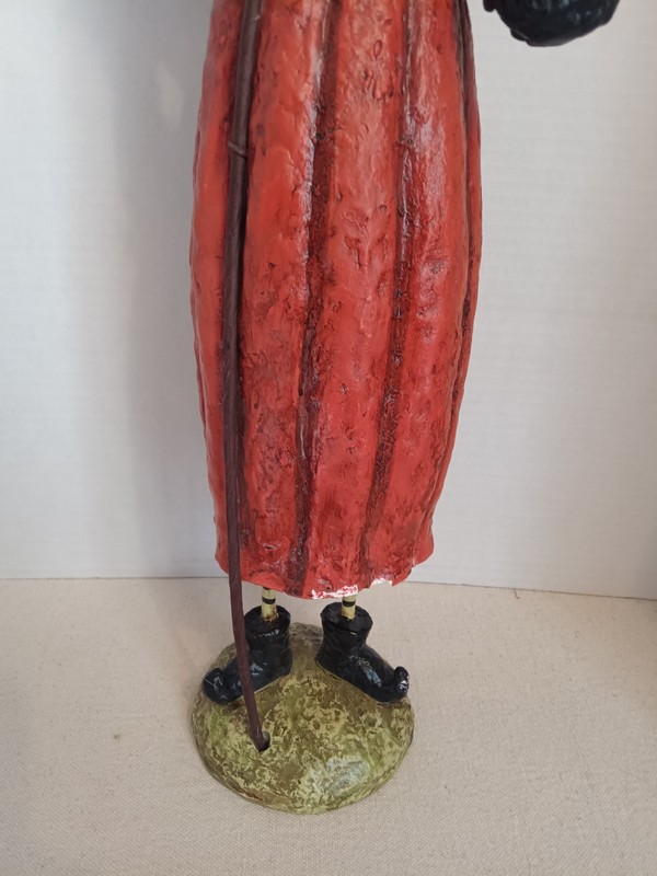 Cracker Barrel Halloween Gourd Head Witch w/Broom Masquerade Party 20" Tabletop gallery