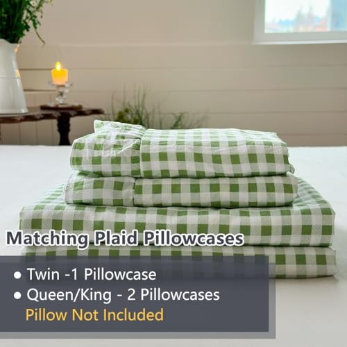 Ruffle Sheet Set, Green Soft Pre-Washed Microfiber Twin Sage Green Gingham gallery