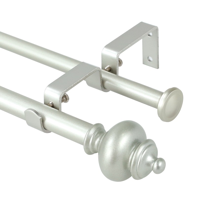 5/8" Round Urn Adjustable Double Drapery Curtain Rod, 28"-48"/48"-84",84"-120" gallery