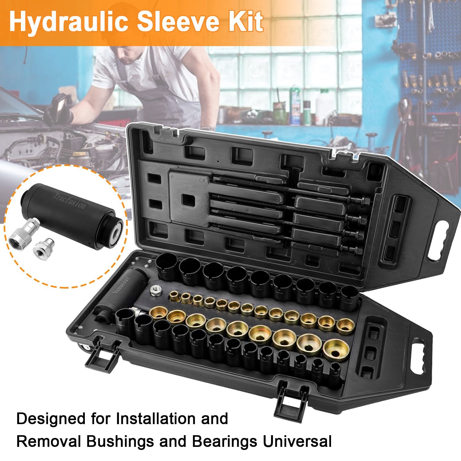 Universal Hydraulic Sleeve Kit Bushes Bushing Bearings Removal Installation Tool gallery