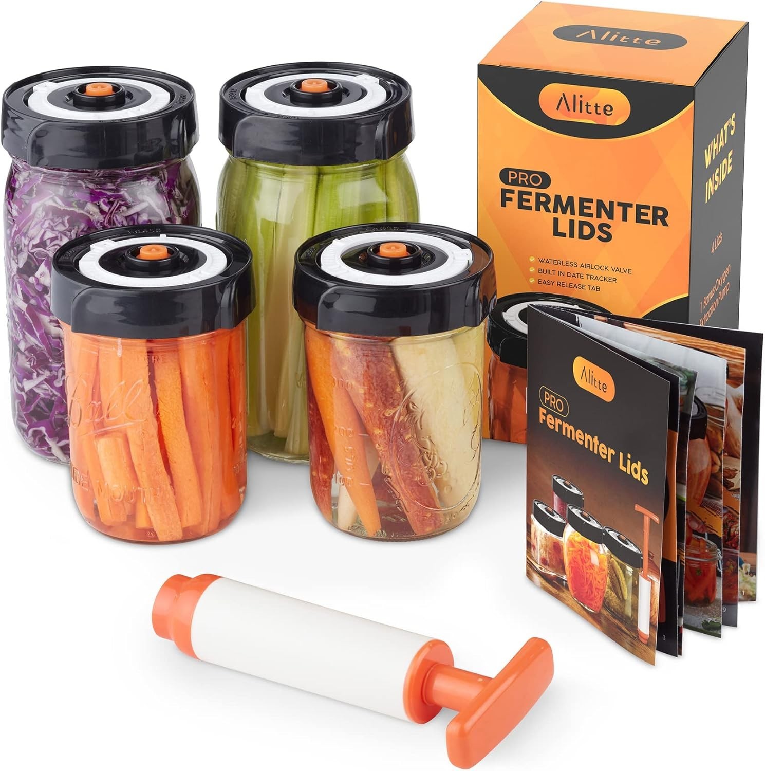 Fermentation Kit With 4 Wide Mouth Fermenting Lids with oxygen pump gallery