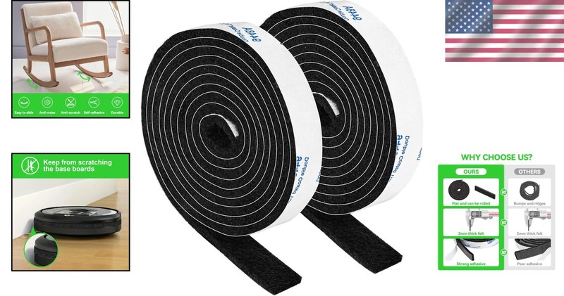 Effortless Floor Protection: Felt Strips with Adhesive Backing 1/2" x 60" Black gallery