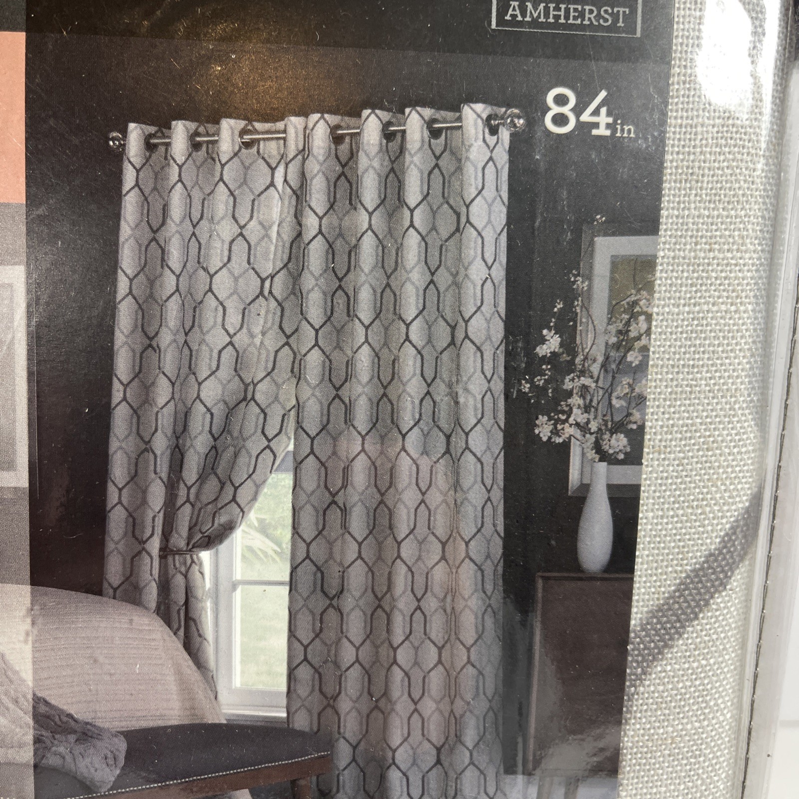 NEW Allen + Roth 84" Grey White Blackout Single Curtain Panel Lot of 2 gallery