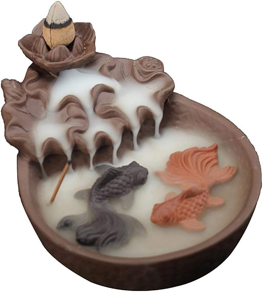 Ceramic Incense Burner Backflow Smoke Waterfall Censer Decor Gift 10X Cones New gallery