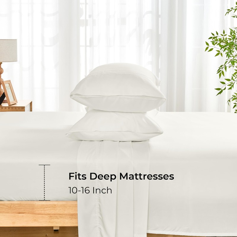 GOKOTTA King Size Bed Sheets 4 Piece Set, 100% Rayon Derived from Bamboo, Coo... gallery