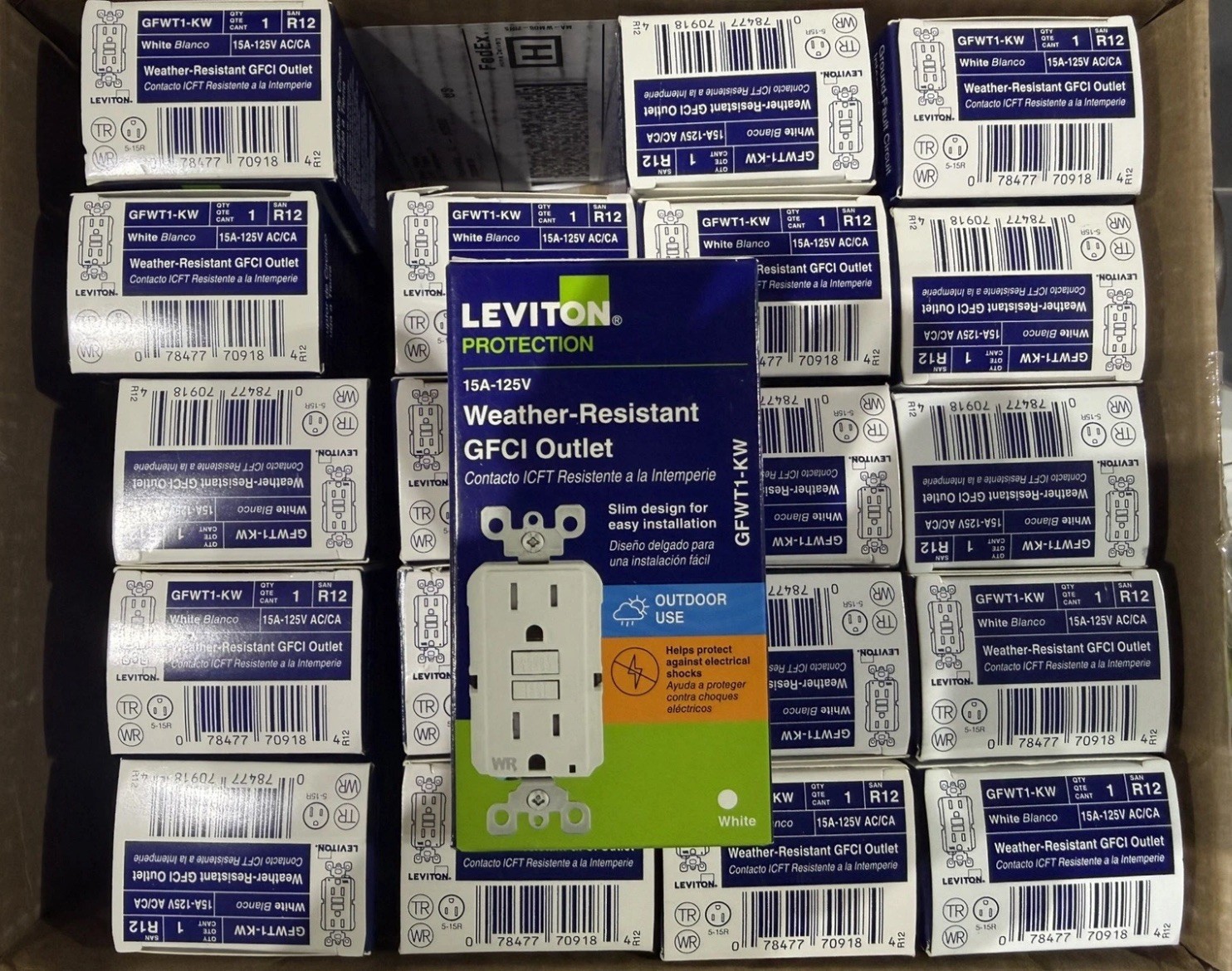 Leviton GFWT1-KW Weather Resistant GFCI Outlet LOT OF 10 gallery