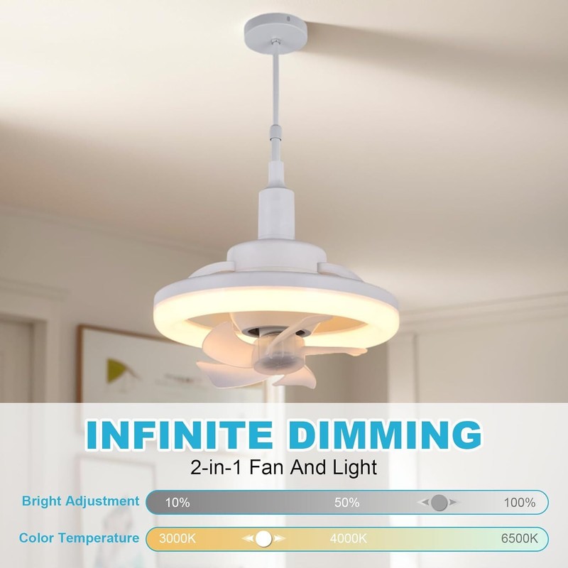 10 in Ceiling Fan with Dimmable LED Lights and Remote, 3 Speeds 2 Colors LED gallery