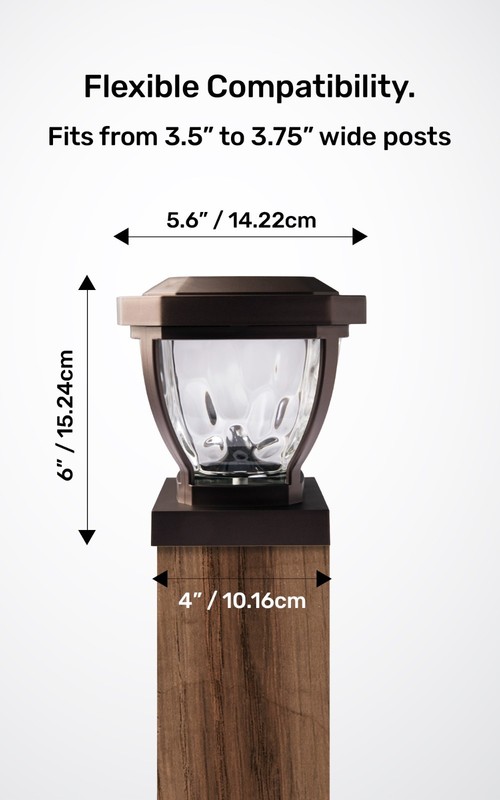 2-Pack Home Zone Solar Post Cap Lights Decorative Glass LED Outdoor 4x4 Bronze gallery