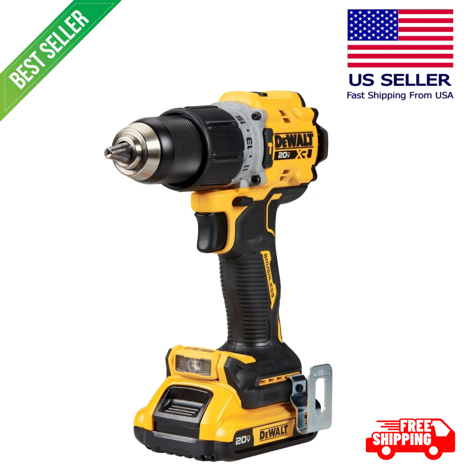 DEWALT 20V MAX Cordless Drill Driver Kit, Electric Drill, Brushless 1/2 Inch gallery