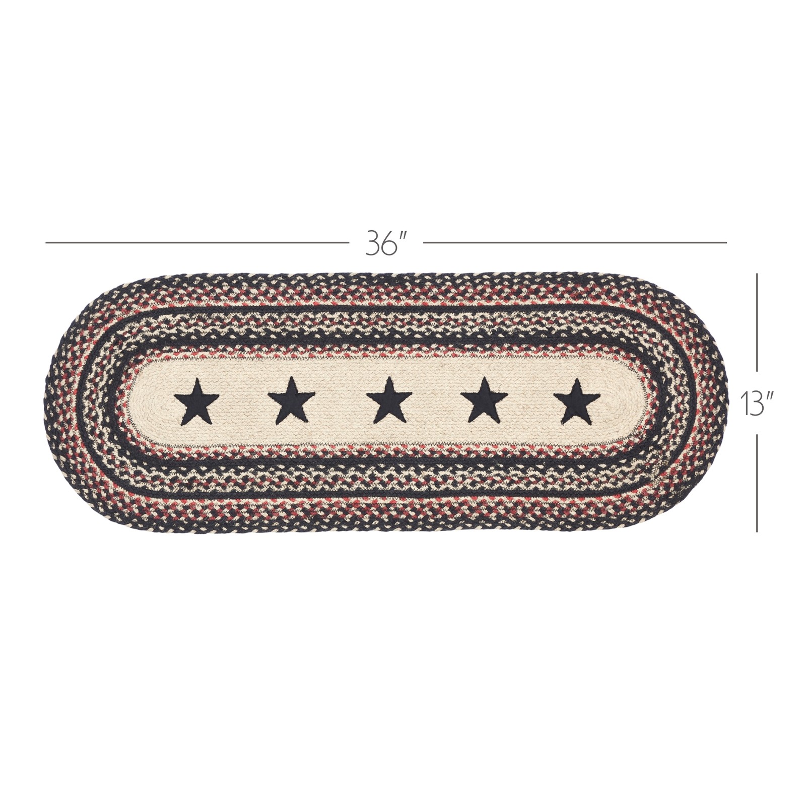 Table Runner Colonial Star Jute Country 13x36 Oval Kitchen Decor VHC Brands gallery