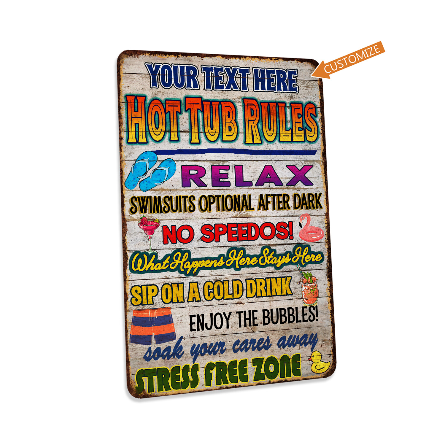 Personalized Hot Tub Rules Sign Patio Decor Outdoor Backyard BBQ 108122002008 gallery
