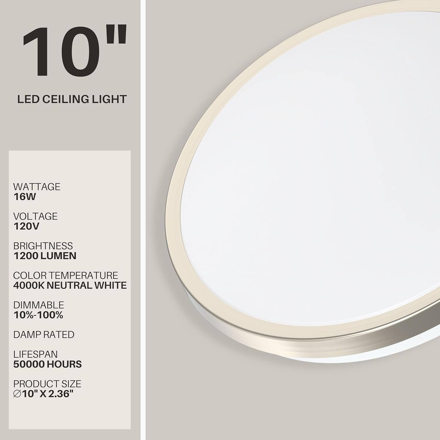DYMOND 10 in. Modern Ring Brushed Nickel LED Flush Mount Ceiling Light Fixture gallery