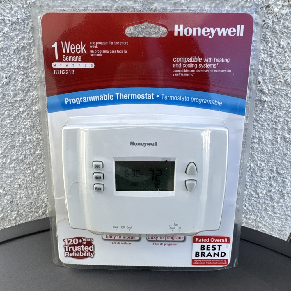 Honeywell RTH221B 1-Week Programmable Thermostat Heating Cooling New Sealed