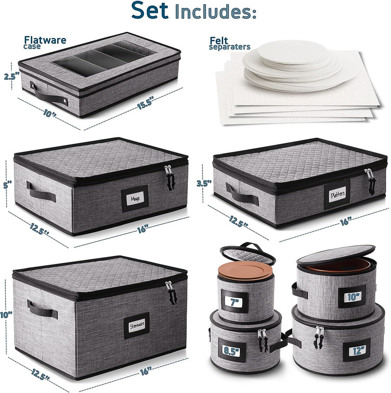 Durable 8-Piece Hard Shell Storage for Flatware, Glasses & Dinnerware gallery