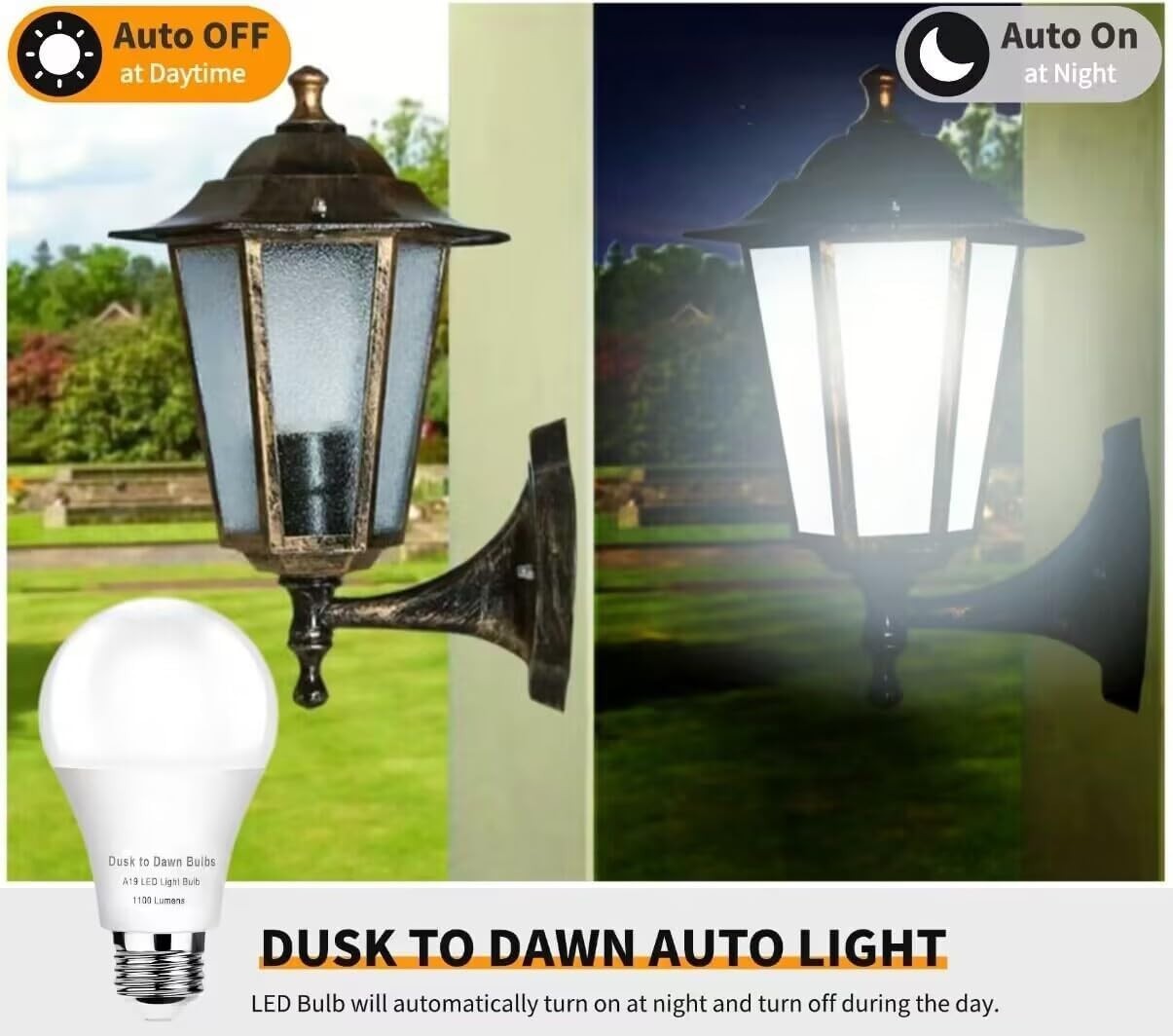 4-Pack Dusk to Dawn Light Bulbs Outdoor 75 Watt Equivalent, Automatic On/Off Sen gallery