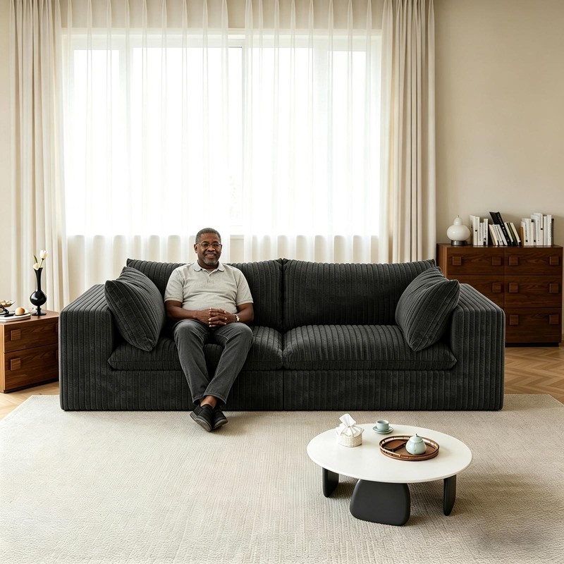 78" Loveseat Boneless Couch Modular Corduroy Sofa Cloud Couches for Living Room gallery