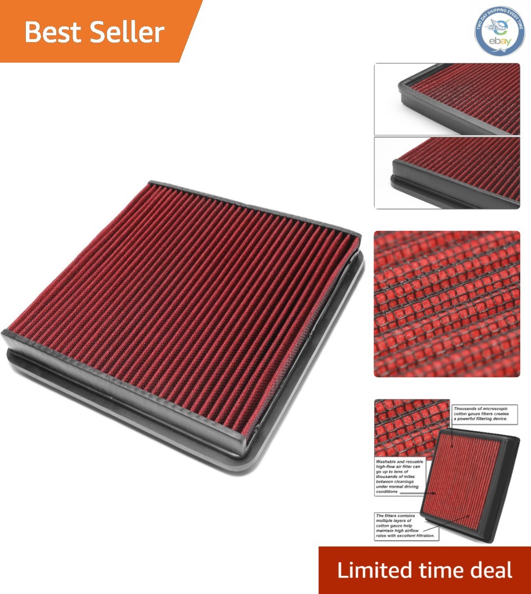 AFPN-140-RD Washable Drop-In Air Filter for 09-17 Ford Models - Boost MPG & P... gallery