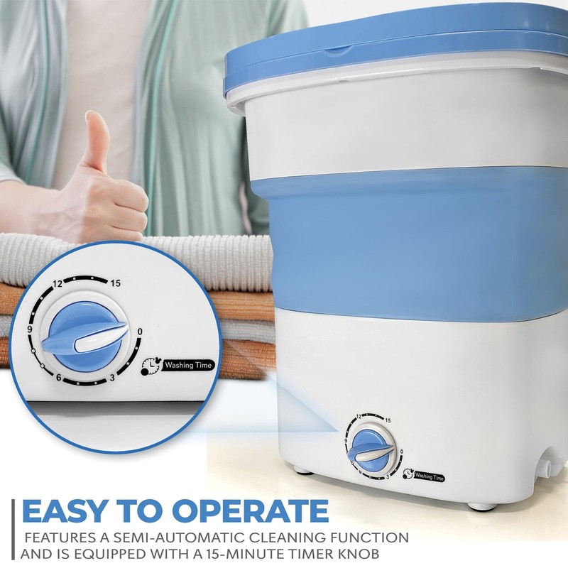 Pure Clean PUCWM33 Foldable Lightweight Mini Washing Machine, Top Load gallery