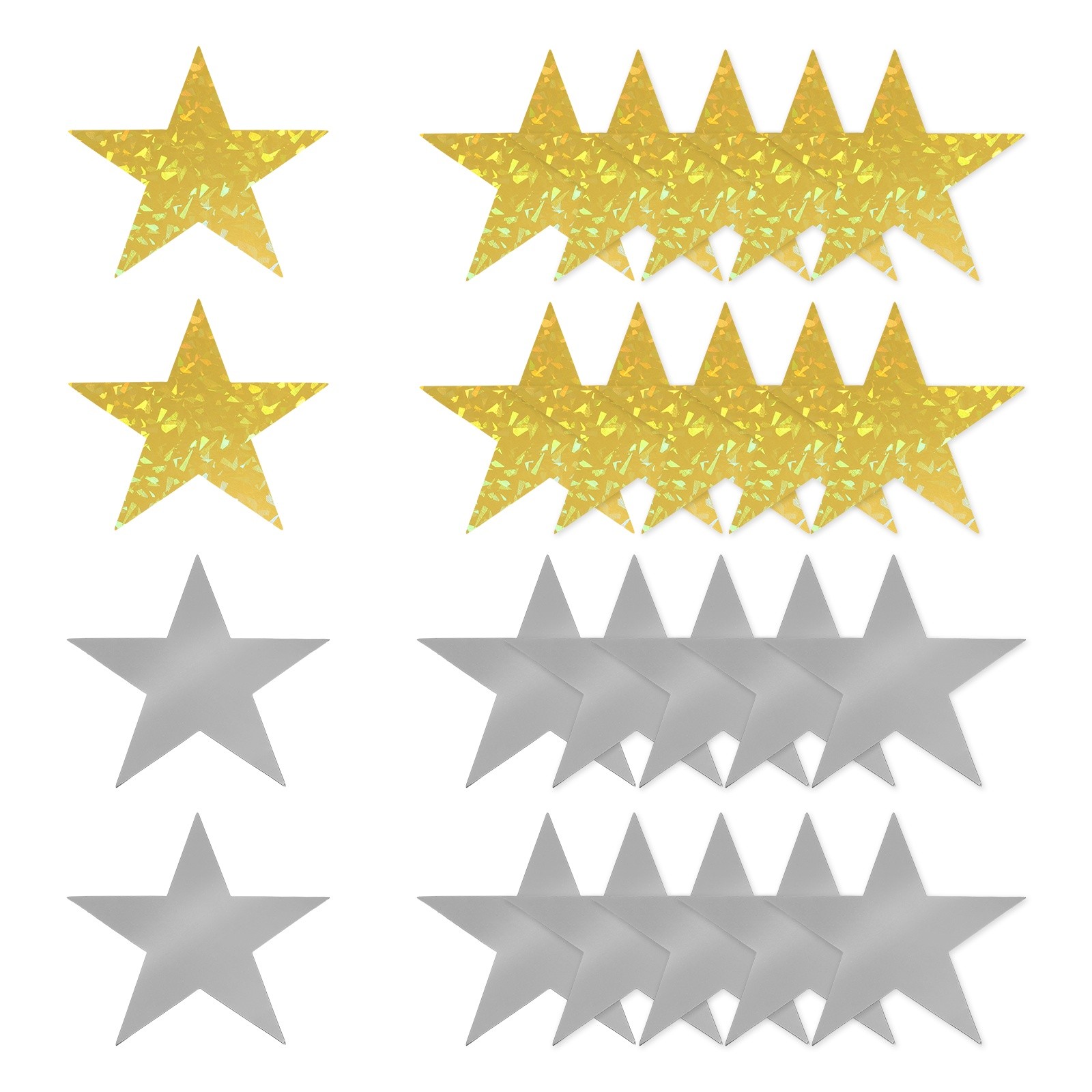 24 Pcs Stars Cutouts, 6 Inch Double Printed Paper Stars, Silver/Laser Gold gallery