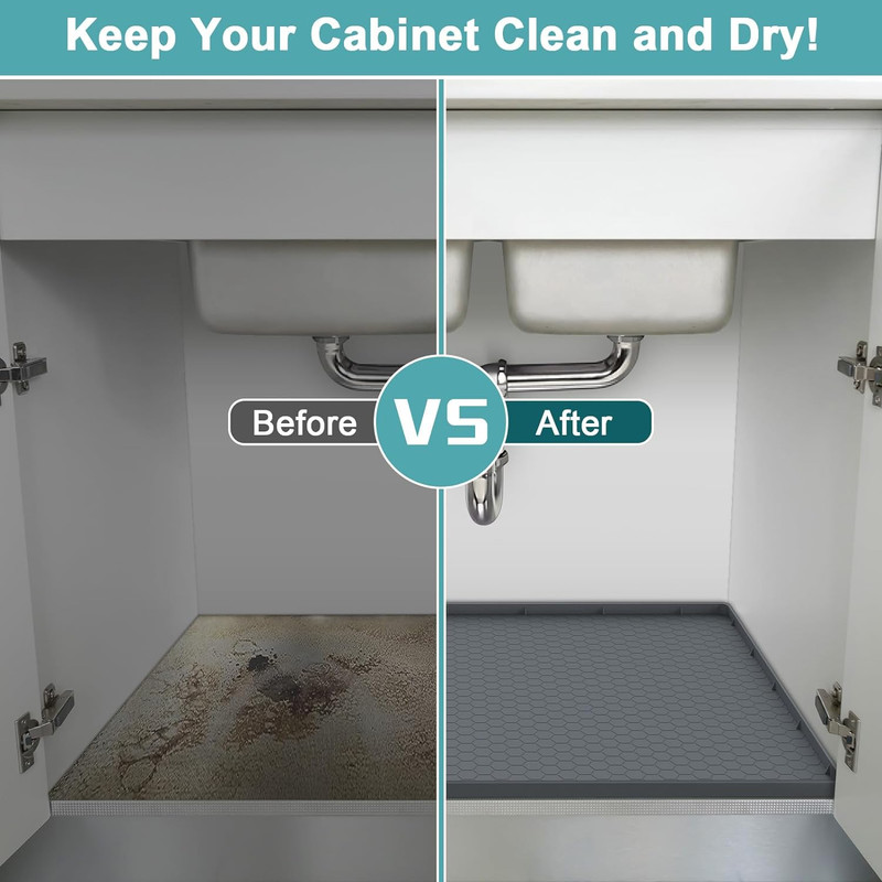 Under Sink Silicone Mat Waterproof Cabinet Protector Drip Tray gallery
