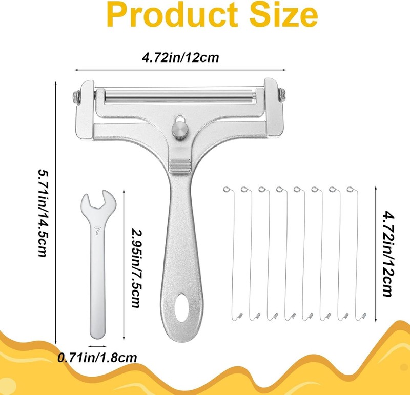 Adjustable Cheese Slicer with 8 Extra Wires Replacement, Hand Held Wire Cheese C gallery