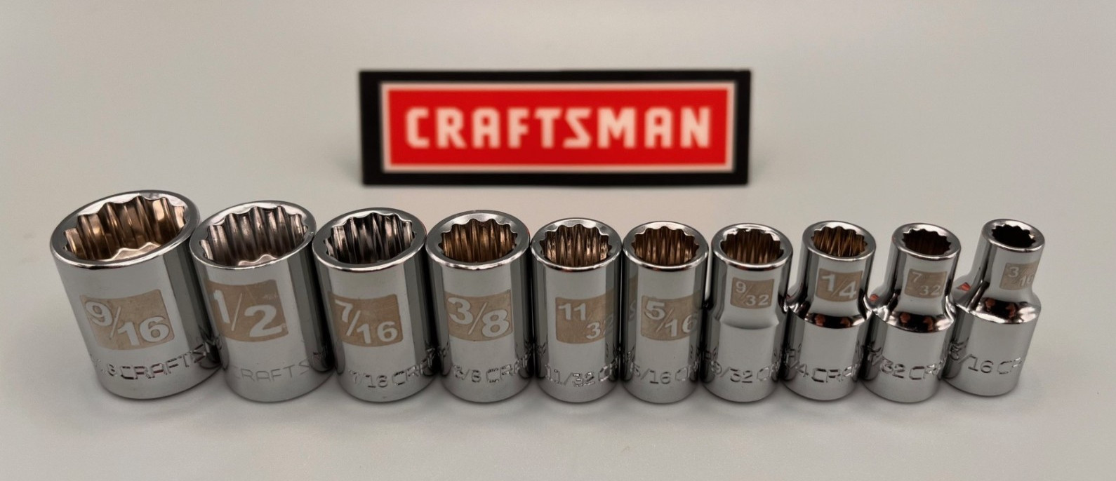 CRAFTSMAN TOOLS 10pc 1/4" SAE 12pt Socket Set 3/16"-9/16" DUAL ETCHED gallery