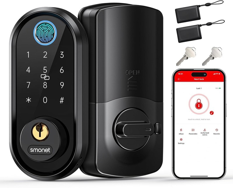 WiFi Smart Front Door Lock Handle Set Fingerprint Keyless Entry Digital Deadbolt gallery