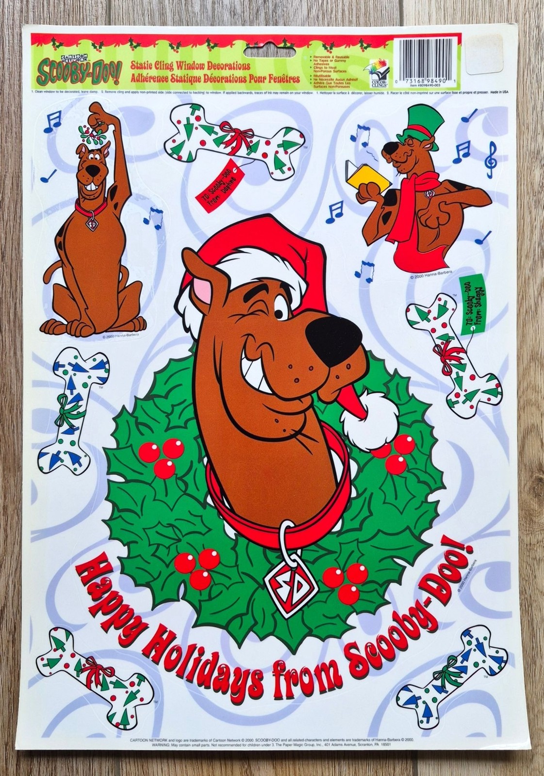 Vintage 2000 Scooby-Doo Christmas Static Cling Window Decorations Set - 2 Sheets gallery