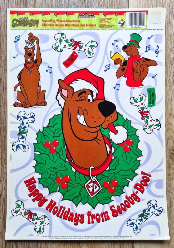 Vintage 2000 Scooby-Doo Christmas Static Cling Window Decorations Set - 2 Sheets gallery