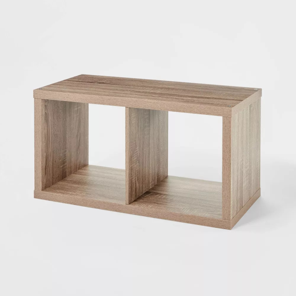 13'' 2 Cube Organizer Weathered Gray - Brightroom: MDF Bookshelf with Anti-Tip gallery