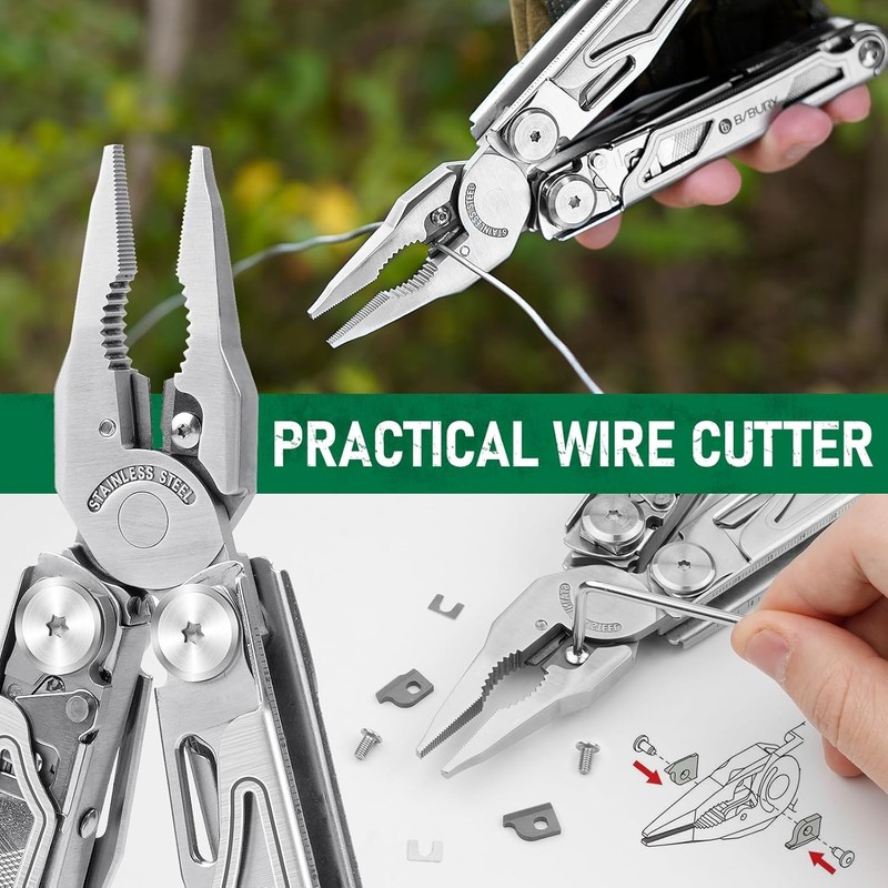 BIBURY Multitool Pliers Pro BI2045 Multitools with Replaceable Wire Cutters Saw gallery